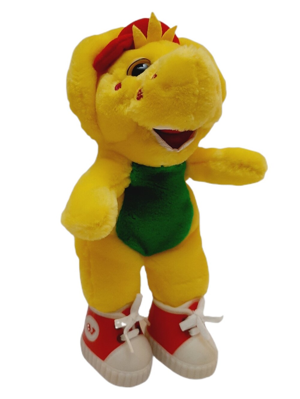🍒 VTG 1993 Barney & Friends BJ Yellow Dinosaur Plush 8.5" Plastic Shoes Kid Toy